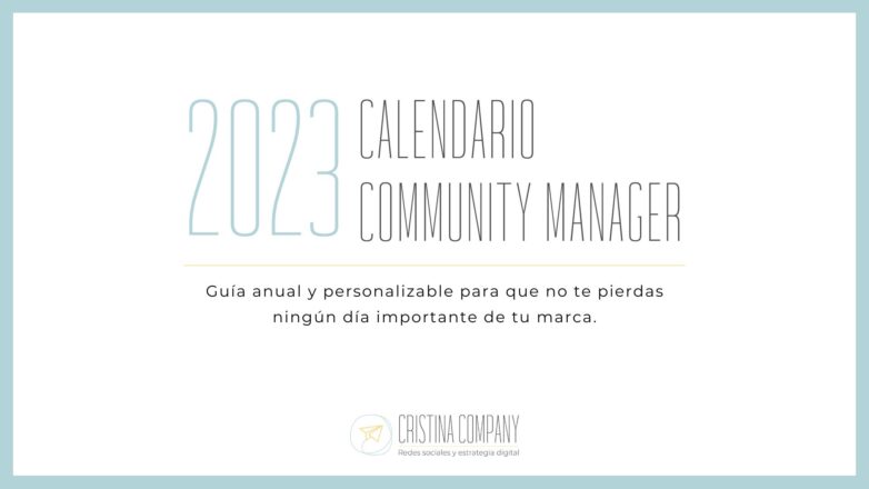 CALENDARIO COMMUNITY MANAGER 2023
